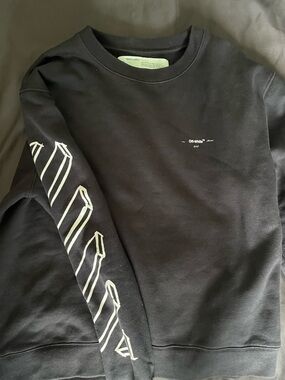 Off-White Black Crewneck Sweatshirt with White Logo